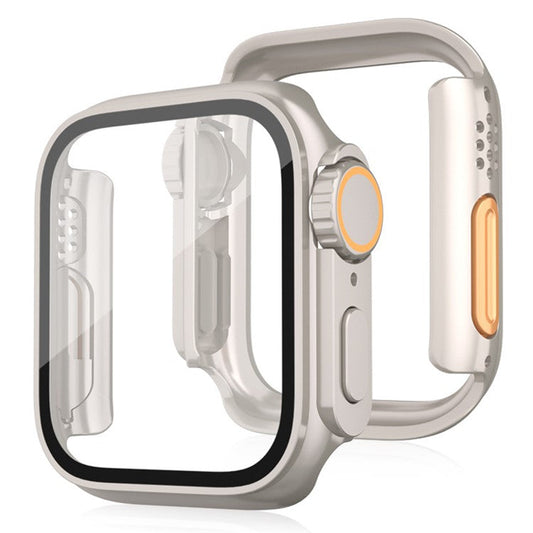 PC Watch Case for Apple Watch Series 6 5 4 SE (2022) SE (2023) SE 40mm Watch Cover with Tempered Glass Film - Titanium Gold
