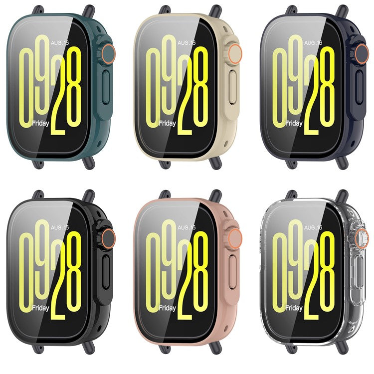 For Xiaomi Redmi Watch 5 Lite PC Tempered Glass Integrated Watch Case Full Coverage Protector - Ivory White