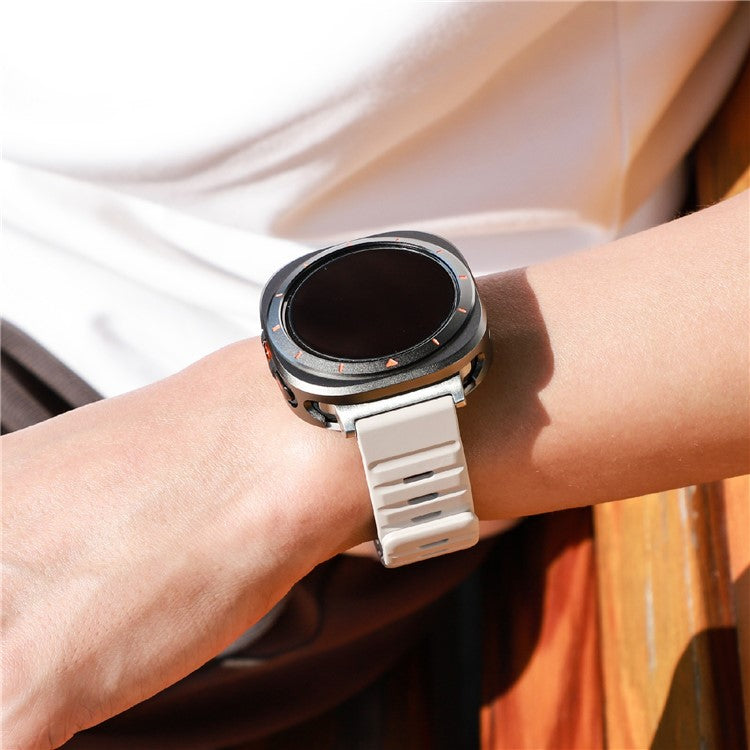 For Samsung Galaxy Watch Ultra 47mm Aluminum Alloy PC Protective Case Metal Bumper Cover - Grey Orange