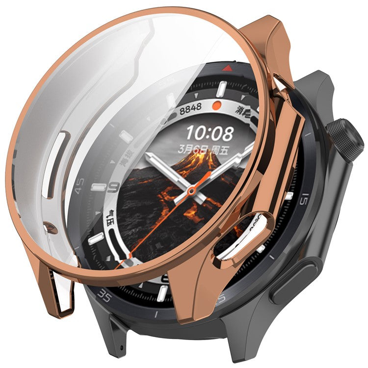 For Oppo Watch X2 / OnePlus Watch 3 Electroplating TPU Protective Cover Watch Case with Screen Film - Rose Gold