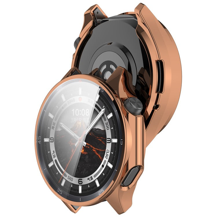 For Oppo Watch X2 / OnePlus Watch 3 Electroplating TPU Protective Cover Watch Case with Screen Film - Rose Gold