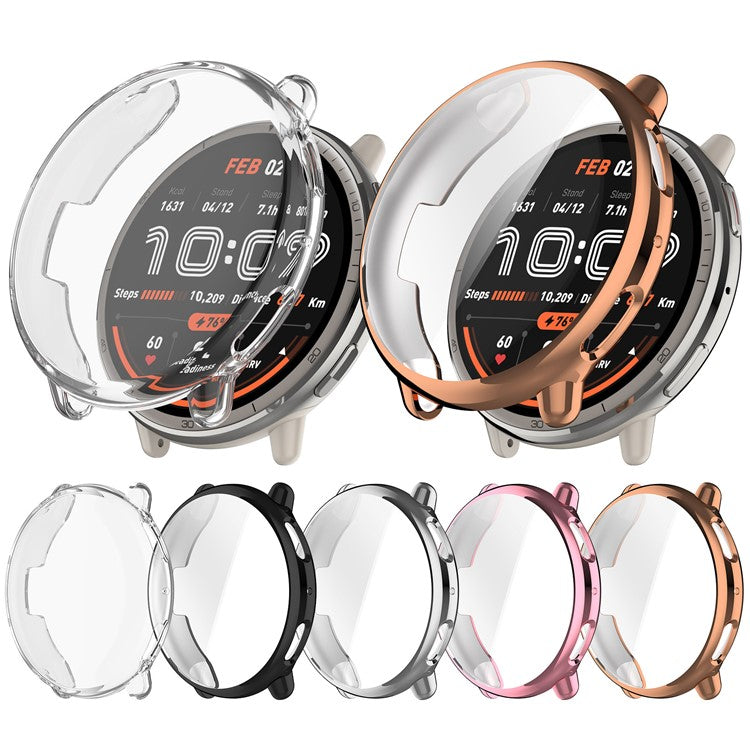 For Huami Amazfit Active 2 (A2437) Watch Case Full Coverage Flexible TPU Electroplating Cover - Silver
