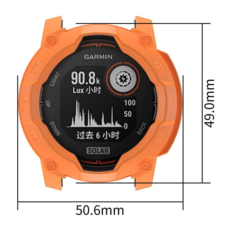 For Garmin Instinct 3 Solar 50mm TPU Watch Case Hollow-Out Rugged Bumper Cover - Orange
