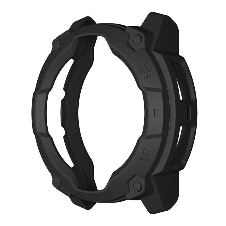 For Garmin Instinct 3 Solar 50mm TPU Watch Case Hollow-Out Rugged Bumper Cover - Black
