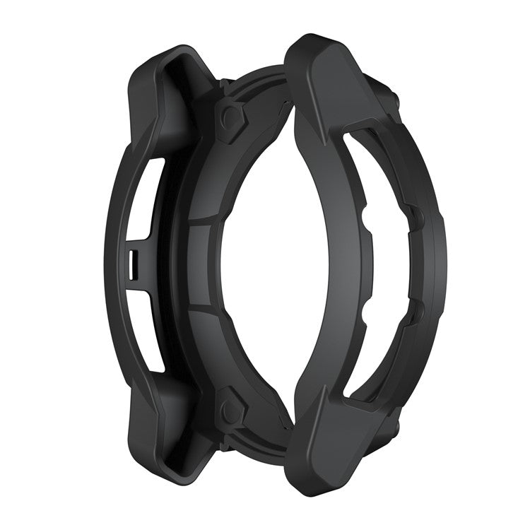 For Garmin Instinct 3 Solar 50mm TPU Watch Case Hollow-Out Rugged Bumper Cover - Black