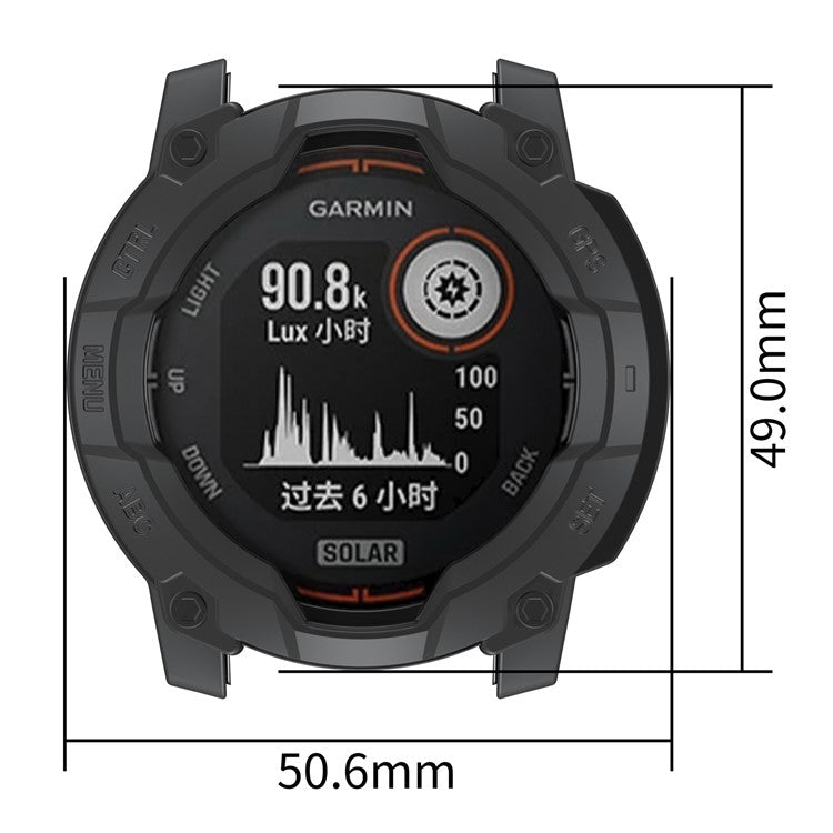 For Garmin Instinct 3 Solar 50mm TPU Watch Case Hollow-Out Rugged Bumper Cover - Black
