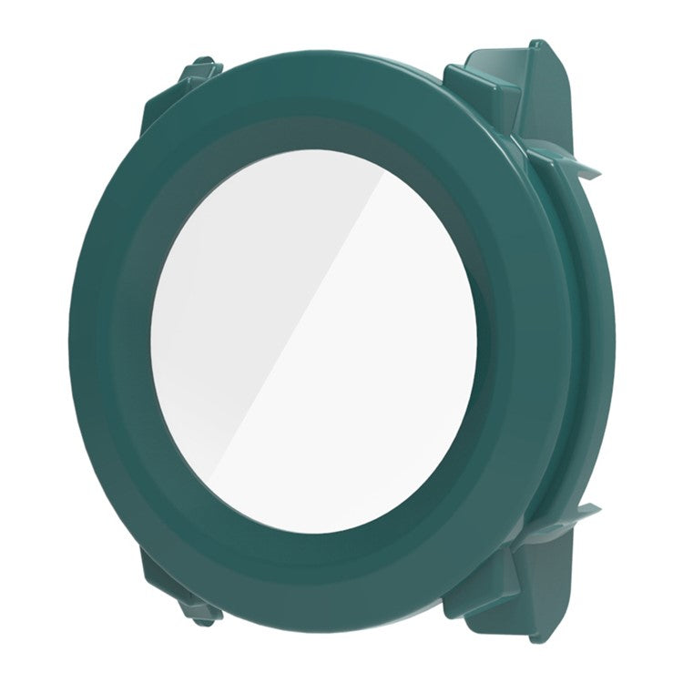 For Garmin Instinct 3 45mm Smartwatch Case PC Protective Cover with Tempered Glass Screen Protector - Green