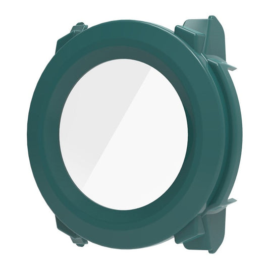 For Garmin Instinct 3 45mm Smartwatch Case PC Protective Cover with Tempered Glass Screen Protector - Green