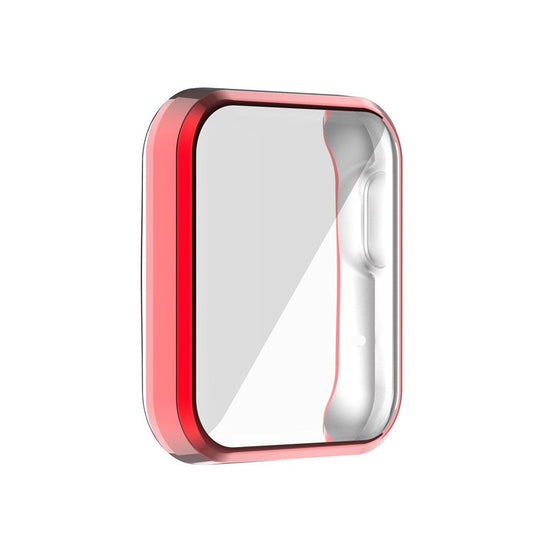 Full Coverage Soft TPU Smart Watch Protective Case with Screen Protector for Xiaomi Mi Watch Lite/Redmi Watch - Red