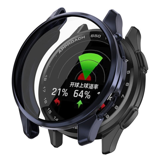 For Garmin Approach S50 Watch Case Electroplating Full Wrapped TPU Cover - Midnight Blue