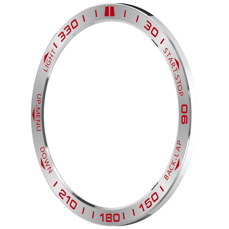 For Garmin Fenix 8 43mm AMOLED Version Stainless Steel Bezel Scratch Resistant Protective Ring - Silver+Red