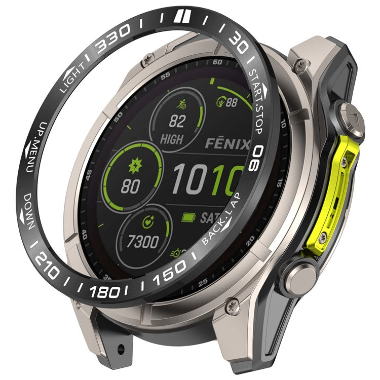 For Garmin Fenix 8 Solar 47mm Stainless Steel Bezel Scratch Resistant Protective Ring - Black+White