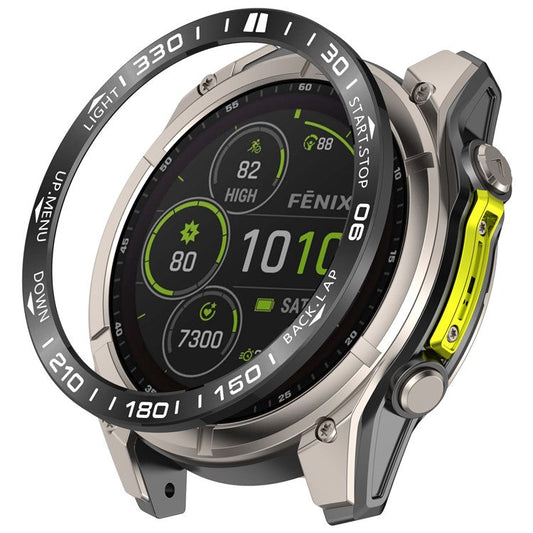 For Garmin Fenix 8 Solar 47mm Stainless Steel Bezel Scratch Resistant Protective Ring - Black+White