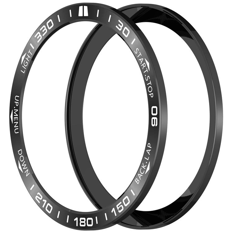 For Garmin Fenix 8 Solar 47mm Stainless Steel Bezel Scratch Resistant Protective Ring - Black+White