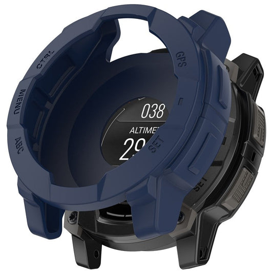For Garmin Instinct 3 AMOLED 50mm / Instinct 3 Solar 50mm Watch Case Silicone Shockproof Bumper Frame - Midnight Blue