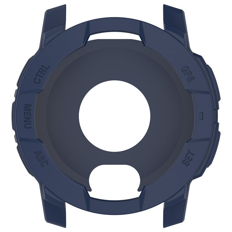 For Garmin Instinct 3 AMOLED 50mm / Instinct 3 Solar 50mm Watch Case Silicone Shockproof Bumper Frame - Midnight Blue