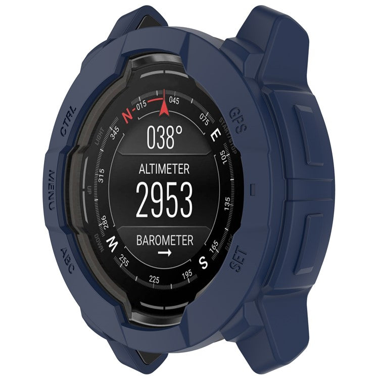 For Garmin Instinct 3 AMOLED 50mm / Instinct 3 Solar 50mm Watch Case Silicone Shockproof Bumper Frame - Midnight Blue