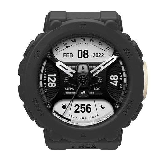 For Huami Amazfit T-Rex 2 Silicone Case Hollow Watch Protective Cover - Black