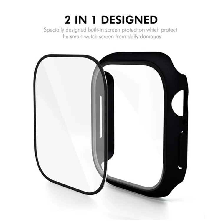 WANLONFENG For Apple Watch Series 10 46mm Watch Case PC Frame with Tempered Glass Screen Protector - Rose Pink