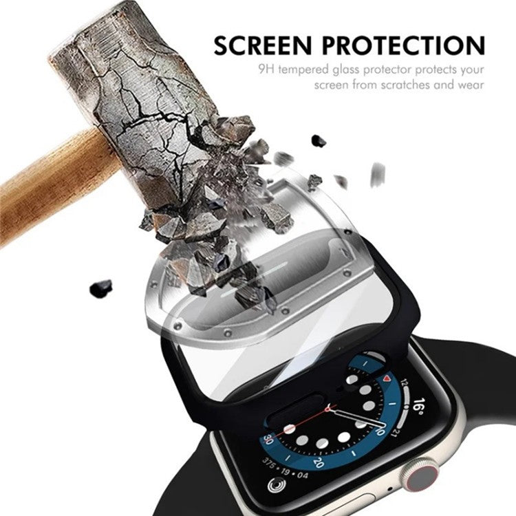 WANLONFENG For Apple Watch Series 10 46mm Watch Case PC Frame with Tempered Glass Screen Protector - Rose Pink