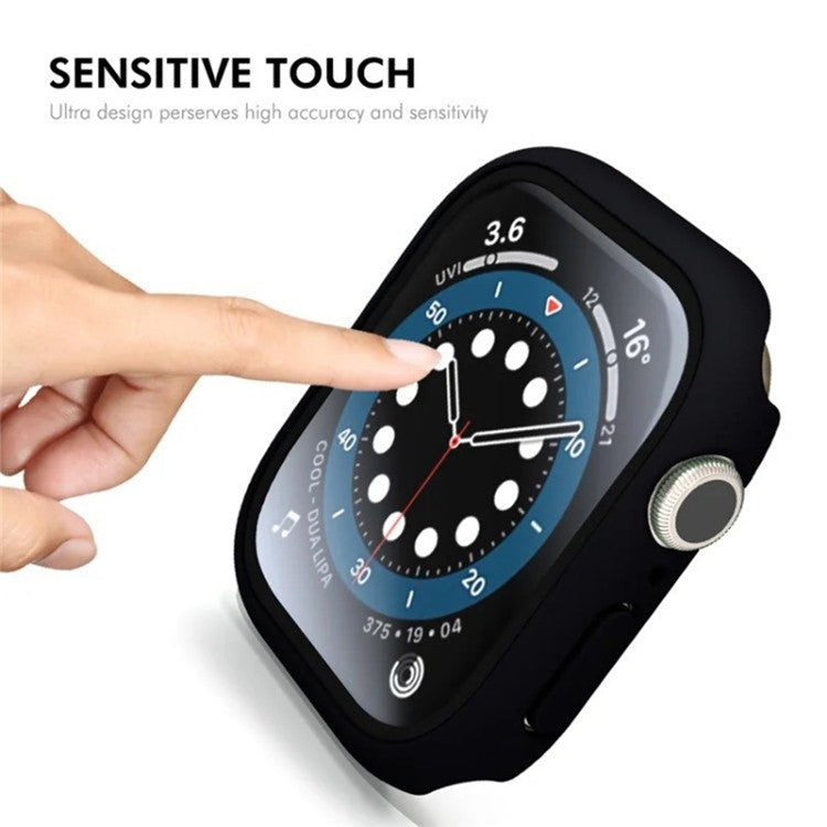WANLONFENG For Apple Watch Series 10 46mm Watch Case PC Frame with Tempered Glass Screen Protector - Silver