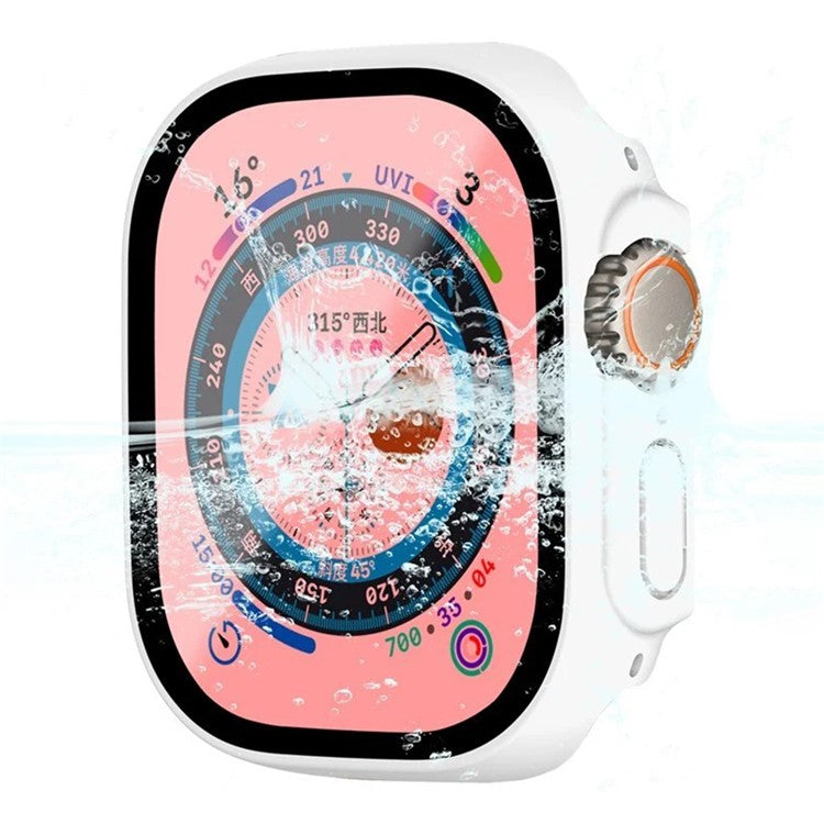 WANLONFENG For Apple Watch Ultra 2  /  Ultra 49mm 2-in-1 Hard PC Frame Waterproof Case with Tempered Glass Screen Protector - White