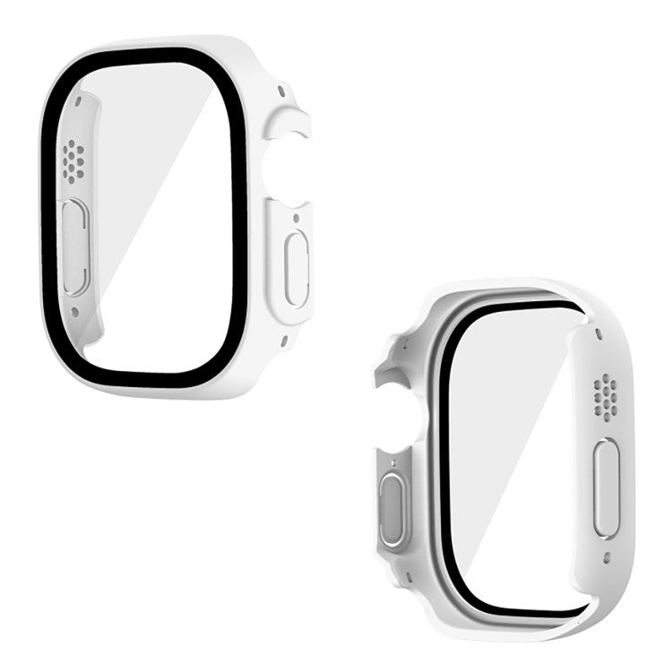 WANLONFENG For Apple Watch Ultra 2  /  Ultra 49mm 2-in-1 Hard PC Frame Waterproof Case with Tempered Glass Screen Protector - White