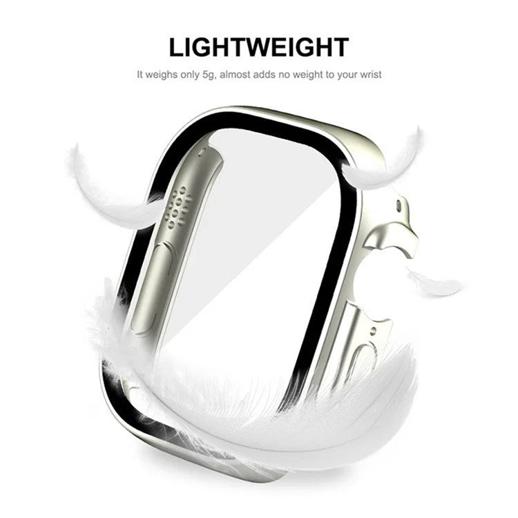 WANLONFENG For Apple Watch Ultra 2  /  Ultra 49mm 2-in-1 Hard PC Frame Waterproof Case with Tempered Glass Screen Protector - White