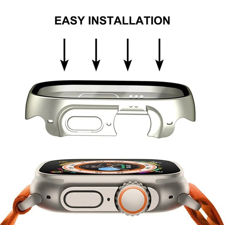 WANLONFENG For Apple Watch Ultra 2  /  Ultra 49mm 2-in-1 Hard PC Frame Waterproof Case with Tempered Glass Screen Protector - White