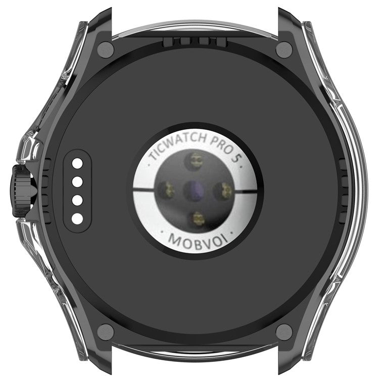 For TicWatch Pro 5 Enduro Hard PC Case All Around Watch Cover with Tempered Glass Film - Transparent