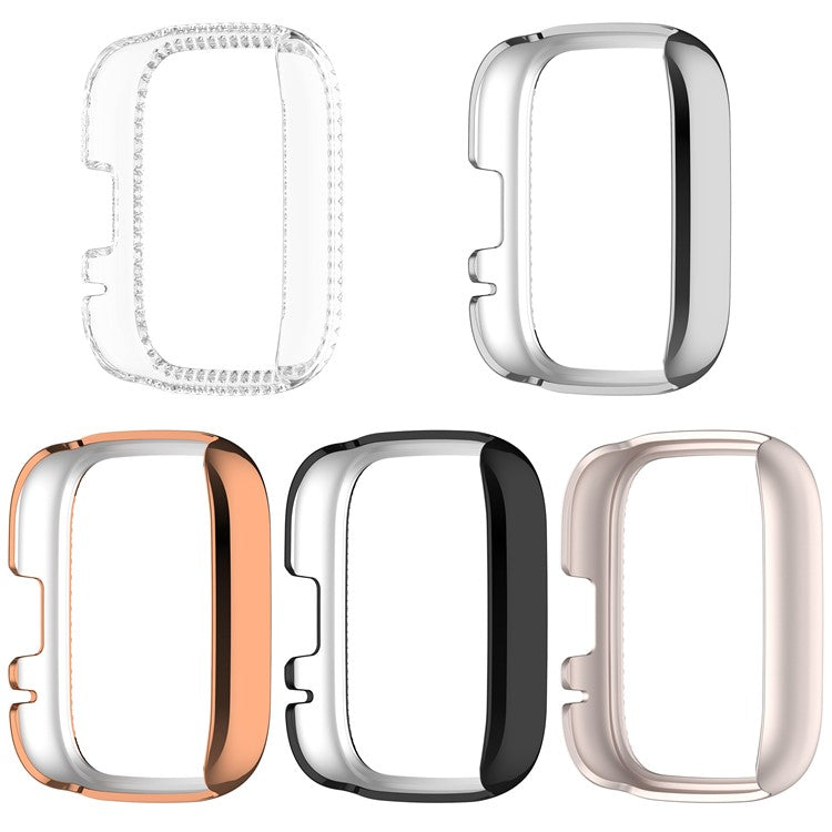 For Xiaomi Redmi Watch 3 Active  /  Watch 3 Lite Watch Case Rhinestone Decor Hollow Design Electroplating PC Watch Cover - Rose Gold