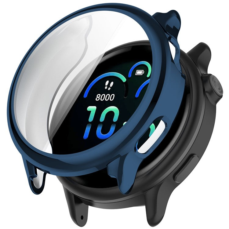 For Garmin Vivoactive 6 Watch Case Full Coverage Flexible TPU Electroplating Cover - Navy Blue