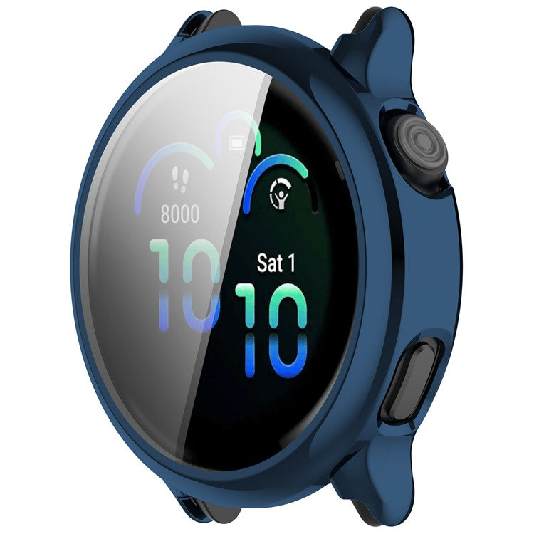 For Garmin Vivoactive 6 Watch Case Full Coverage Flexible TPU Electroplating Cover - Navy Blue