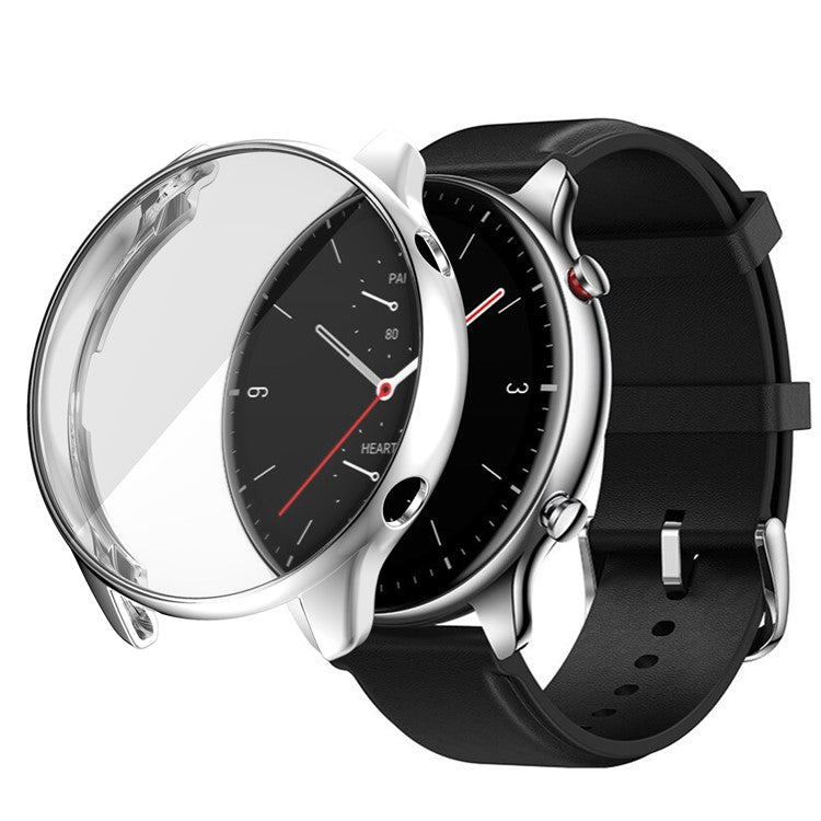 Soft TPU Electroplated Anti-Scratch Smart Watch Frame Case Cover for Huami Amazfit GTR2 - Silver