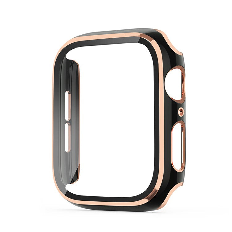 ENKAY HAT PRINCE Electroplating PC Cover + Tempered Glass Watch Protector Set for Watch Series 4 / 5 / 6 / SE / SE (2022) 40mm - Black / Champagne