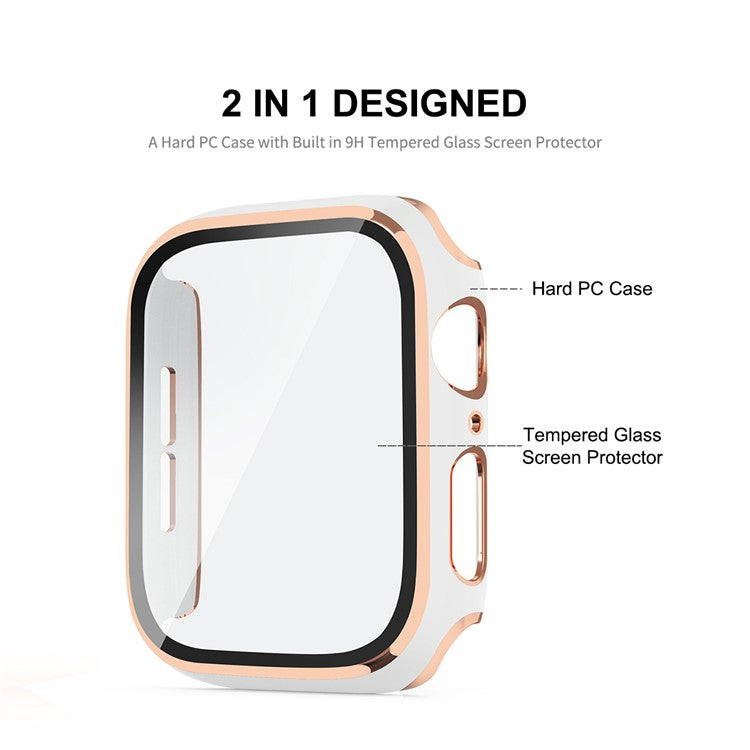 ENKAY HAT PRINCE Electroplating PC Cover + Tempered Glass Watch Protector Set for Watch Series 4 / 5 / 6 / SE / SE (2022) 40mm - Black / Champagne