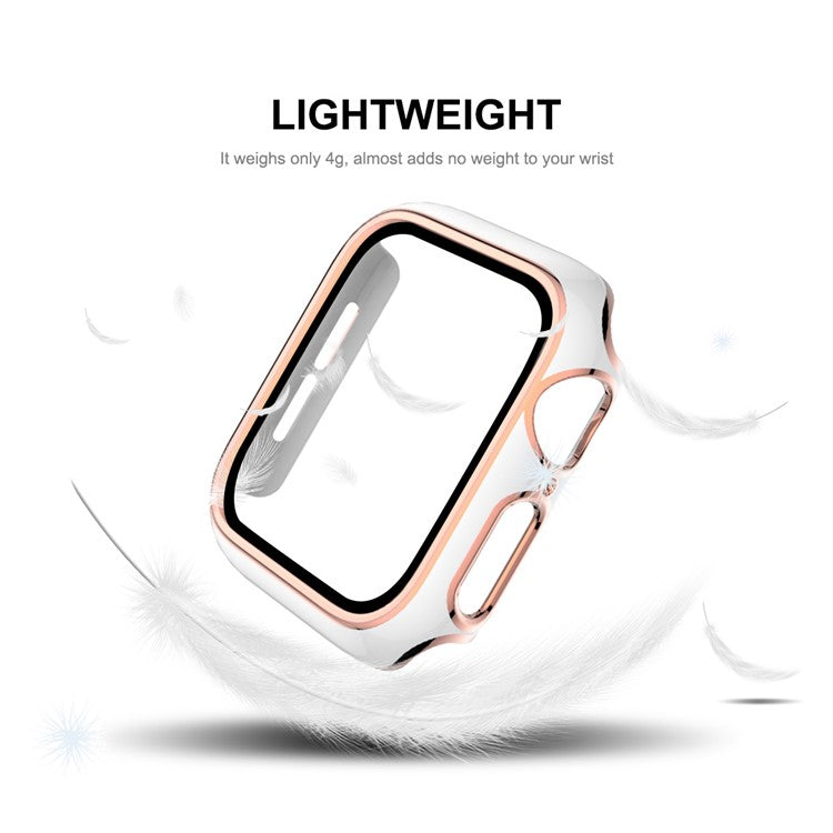 ENKAY HAT PRINCE Electroplating PC Cover + Tempered Glass Watch Protector Set for Watch Series 4 / 5 / 6 / SE / SE (2022) 40mm - Black / Champagne