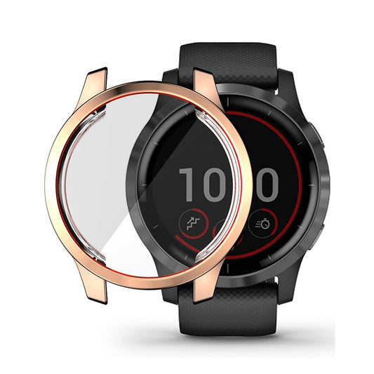 HAT PRINCE Electroplated All-wrapped TPU Protective Watch Case Cover for Garmin Venu 2S 40mm / Vivoactive 4S 40mm - Gold