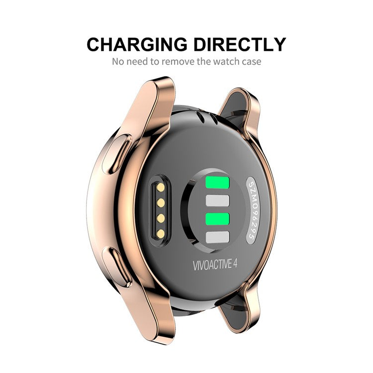 HAT PRINCE Electroplated All-wrapped TPU Protective Watch Case Cover for Garmin Venu 2S 40mm / Vivoactive 4S 40mm - Gold