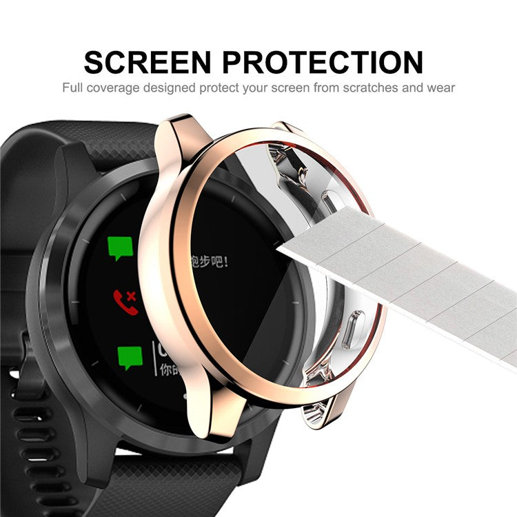 HAT PRINCE Electroplated All-wrapped TPU Protective Watch Case Cover for Garmin Venu 2S 40mm / Vivoactive 4S 40mm - Gold
