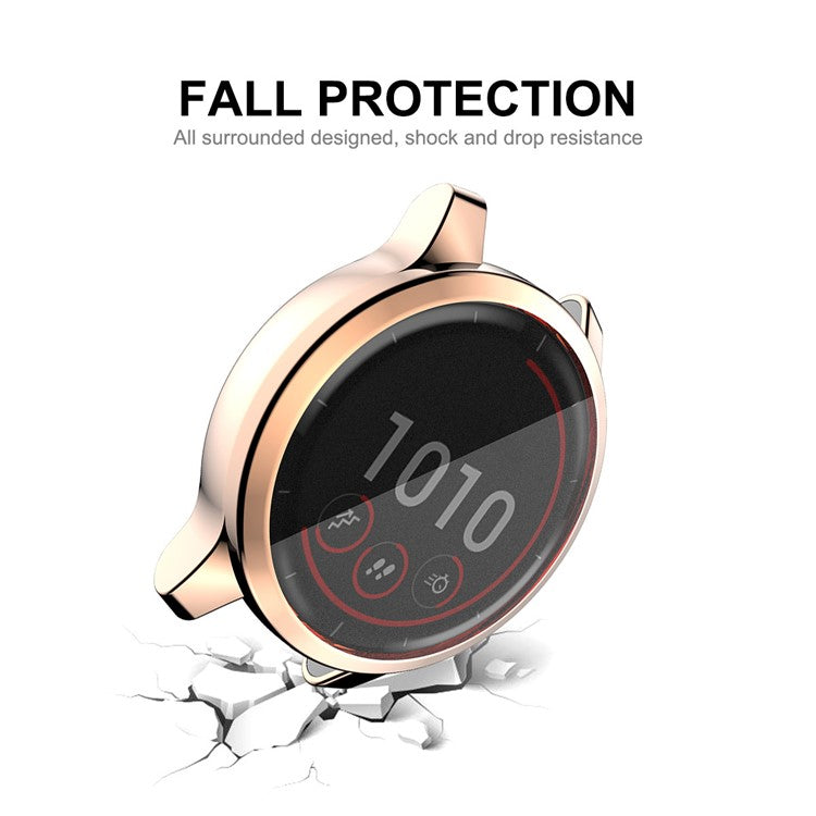 HAT PRINCE Electroplated All-wrapped TPU Protective Watch Case Cover for Garmin Venu 2S 40mm / Vivoactive 4S 40mm - Gold