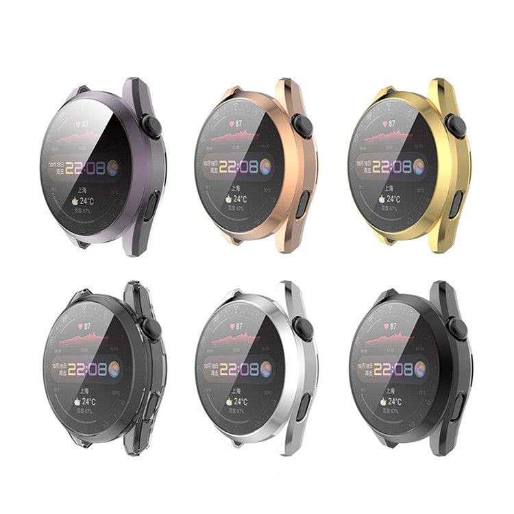 Shockproof Electroplate TPU Watch Frame Case Protector for Huawei Watch 3 Pro 48mm - Grey