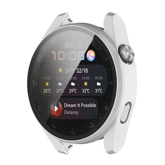 For Huawei Watch 3 Pro Full Coverage PC Protective Cover with Tempered Glass Hard Screen Protector - Silver