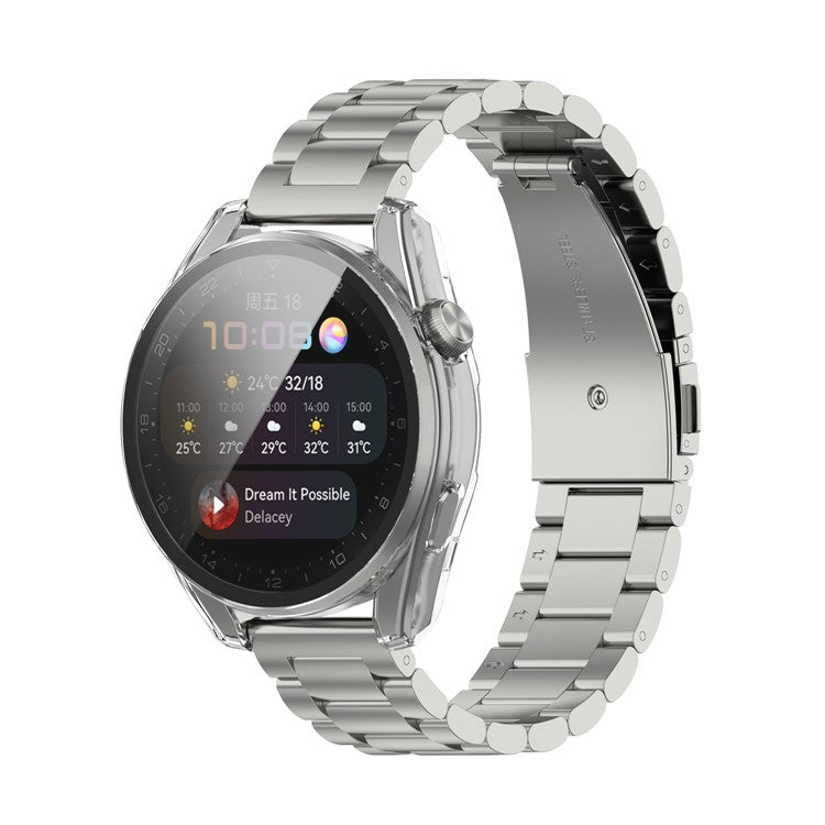 For Huawei Watch 3 Pro Full Coverage PC Protective Cover with Tempered Glass Hard Screen Protector - Transparent