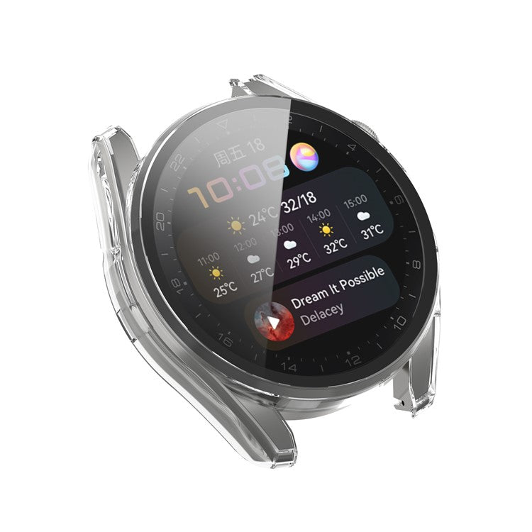 For Huawei Watch 3 Pro Full Coverage PC Protective Cover with Tempered Glass Hard Screen Protector - Transparent