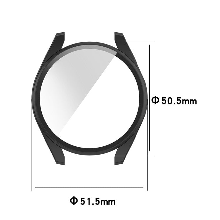 For Huawei Watch 3 Pro Full Coverage PC Protective Cover with Tempered Glass Hard Screen Protector - Transparent