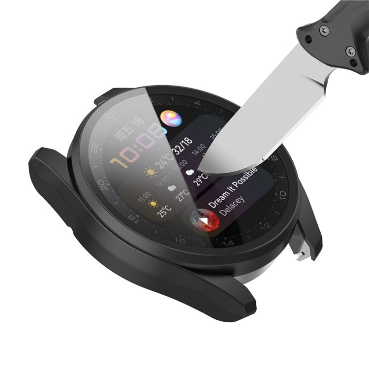 For Huawei Watch 3 Pro Full Coverage PC Protective Cover with Tempered Glass Hard Screen Protector - Transparent