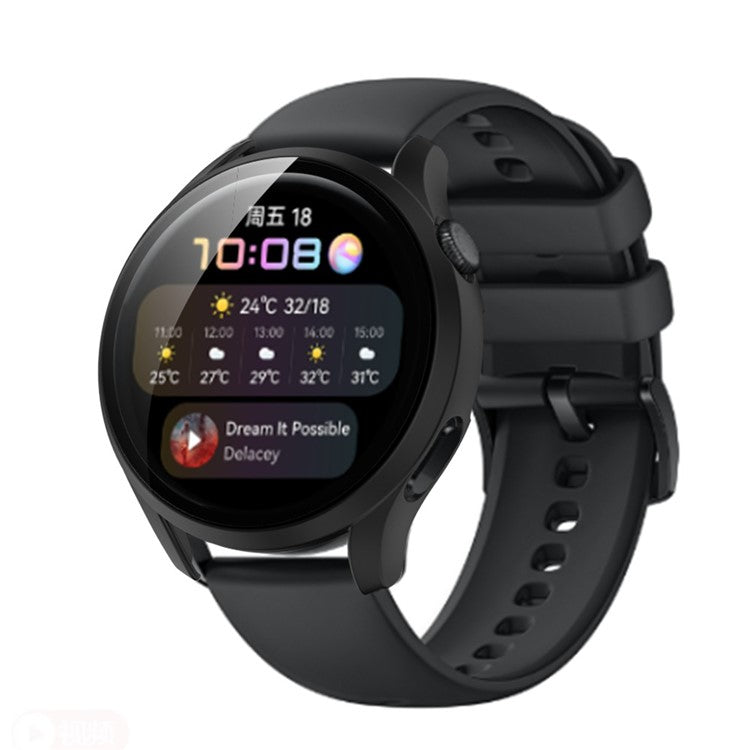 Smartwatch Matte PC Frame Cover with Tempered Glass Screen Protector for Huawei Watch 3 - Black