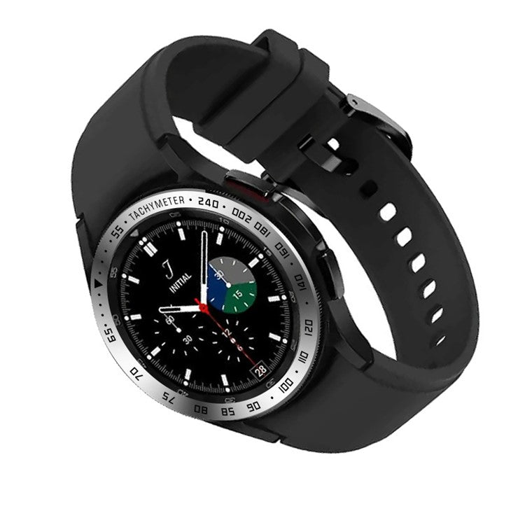 Speed Scale Design Stainless Steel Protective Watch Bezel Ring Cover for Samsung Galaxy Watch4 Classic 46mm - Silver/Black