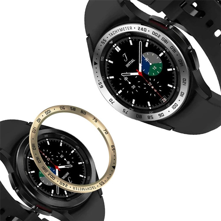 Speed Scale Design Stainless Steel Protective Watch Bezel Ring Cover for Samsung Galaxy Watch4 Classic 46mm - Silver/Black